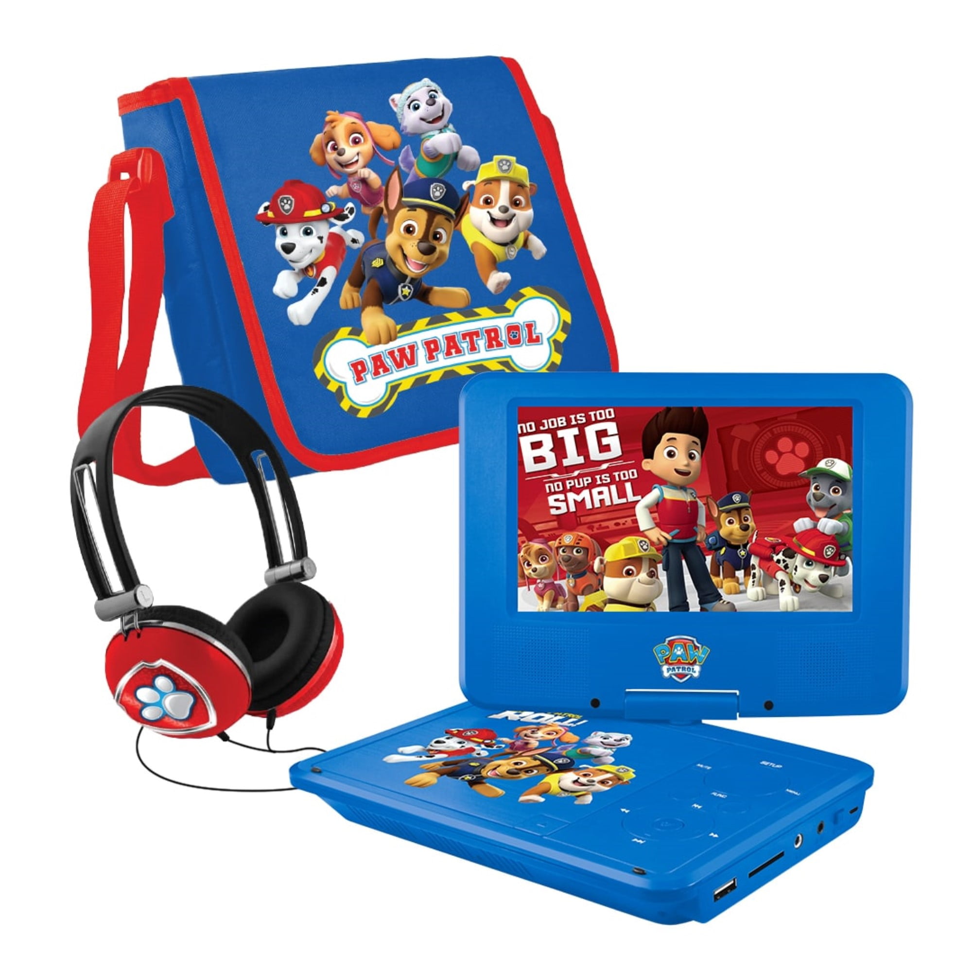 PAW Patrol NKPDVD700CH 7" Portable DVD Player with Matching Headphones + Carrying - Blue - Walmart.com