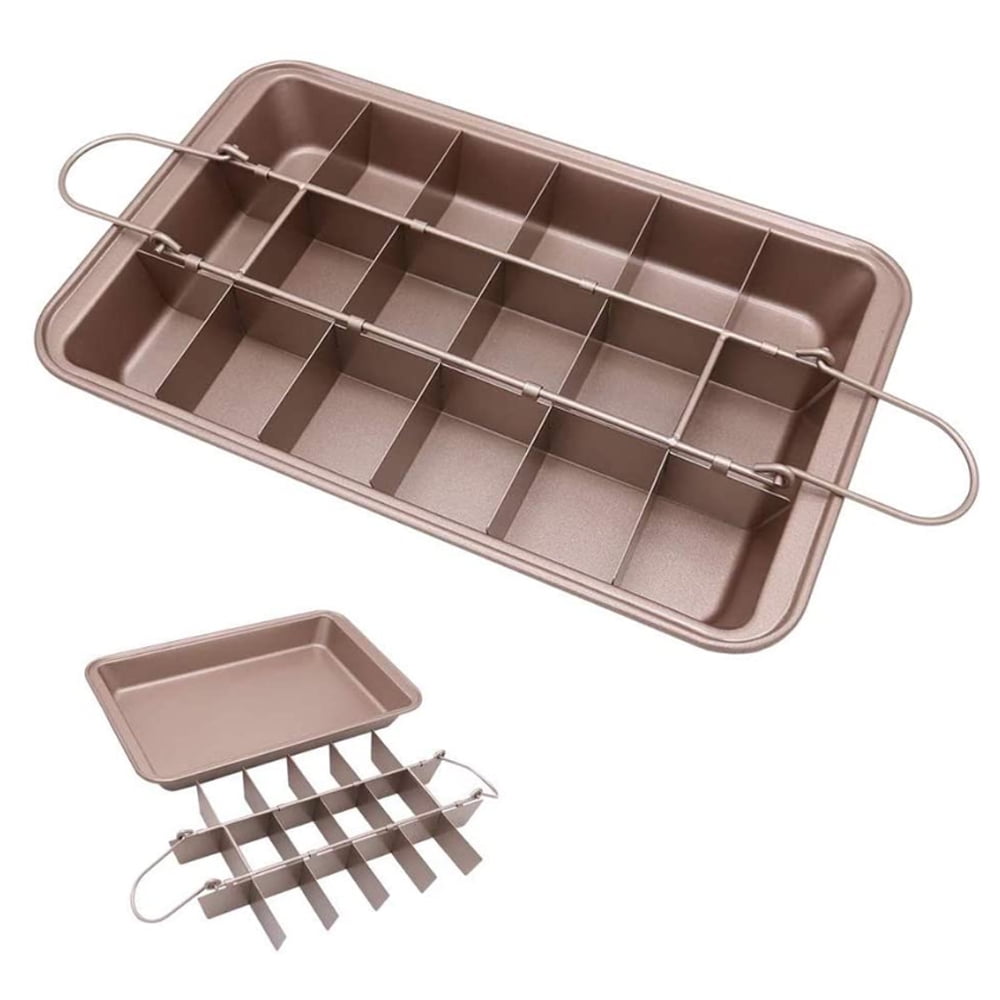 Moxinox Brownie Pan, Non Stick Brownie Pans With Dividers, 18 Preslice