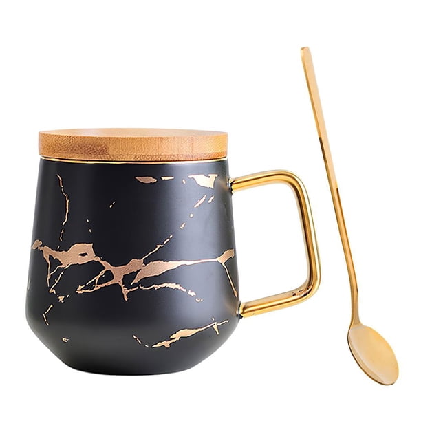 Toystoory Juego de tazas de café, taza de té de cerámica con textura Mable delicada con portavasos y cuchara, recipiente ergonómico para taza de té y Juegos de servir café y té No.1 Toystoory HA027281-01