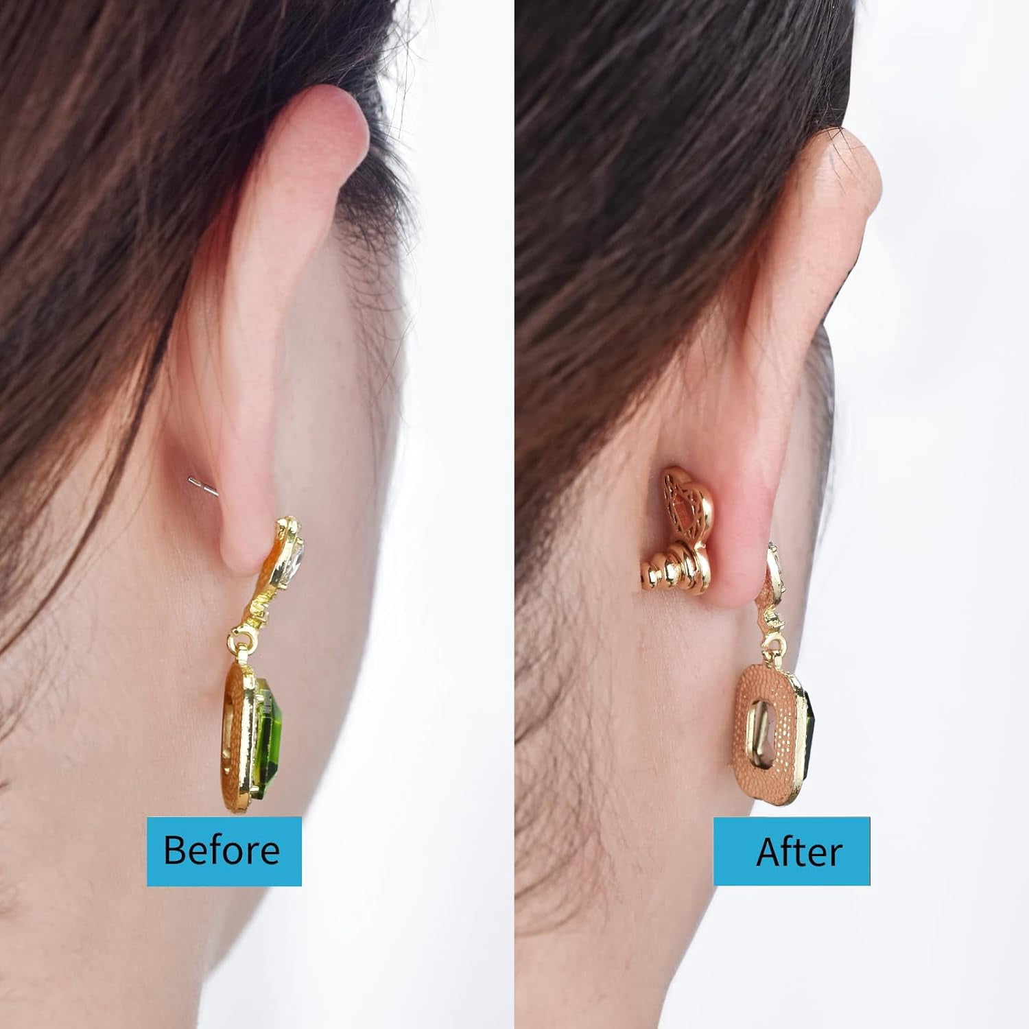 Earring Backs for Droopy Ears, Heart Diamond Shape Earring Backs for Droopy Earrings Large Earring Backings for Heavy Earrings Big Lifter Support Backers for Studs,Mixed Color
