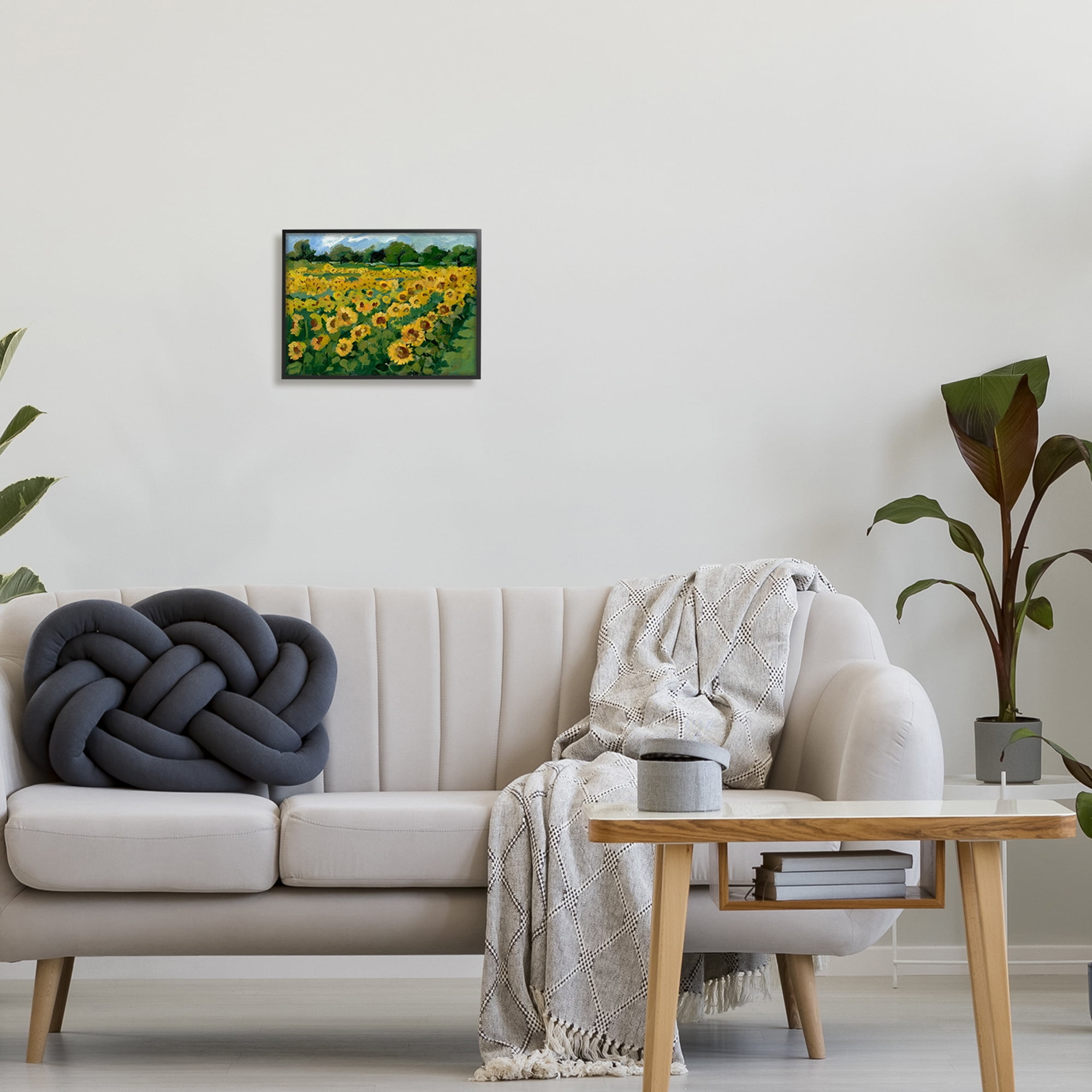 Stupell Industries Sunflower Farm Painting Botanical & Floral Painting Black Framed Art Print Wall Art, 14 x 11