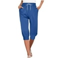 thumbnail image 2 of Htigea Clearance Women's Capri Yoga Pants Loose Soft Drawstring Workout Sweatpants Causal Lounge Pants with Pockets Clearance Sale Blue,S, 2 of 6
