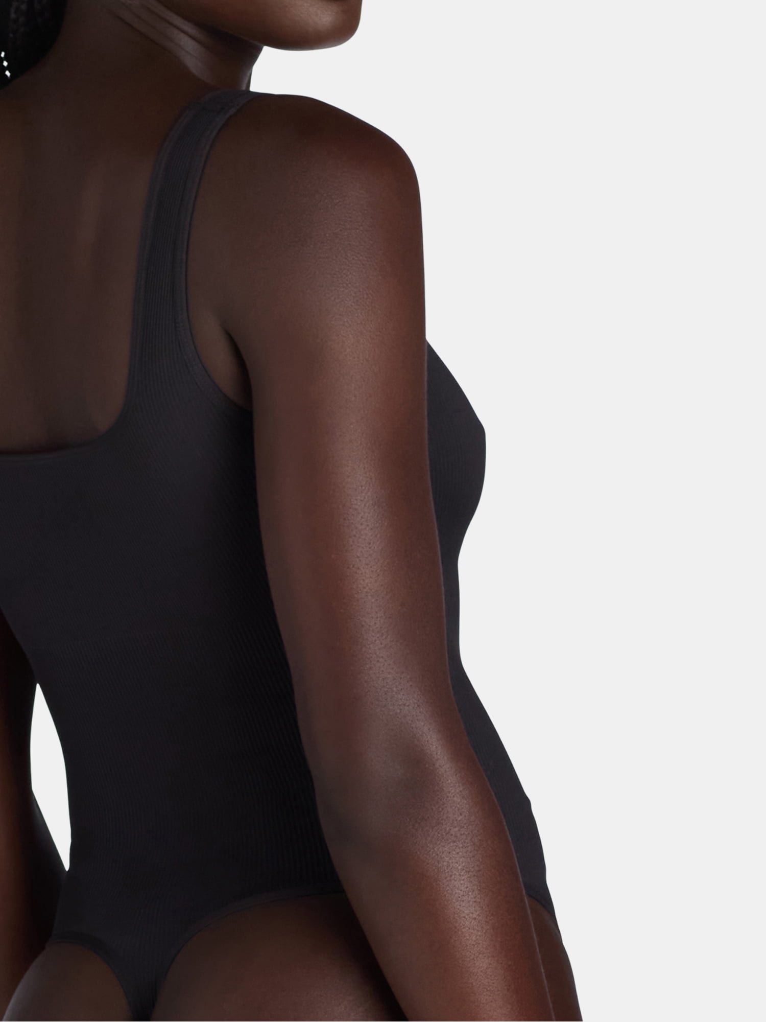 No Boundaries Women's Seamless Smoothing Rib Square Neck Bodysuit, Sizes XS-XXXL