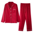 thumbnail image 5 of Zshosam Mens pajama sets Silk Satin Long Sleeve Sleepwear Button-Down Soft Loungewear Loose Pjs Set(Red,L), 5 of 5