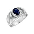 thumbnail image 5 of RYLOS Men's Rings Sterling Silver Rings Classic Designer Style 8X6MM Oval Gemstone & Diamond Ring Sapphire Birthstone Rings For Men Size 13, 5 of 6