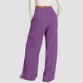 thumbnail image 6 of Audhol Cargo Sweatpants for Women, Women's Fashion Solid Color Waist Wide Leg Casual Pants with Pocket Pants Baggy Sweatpants for Women Purple XL, 6 of 8