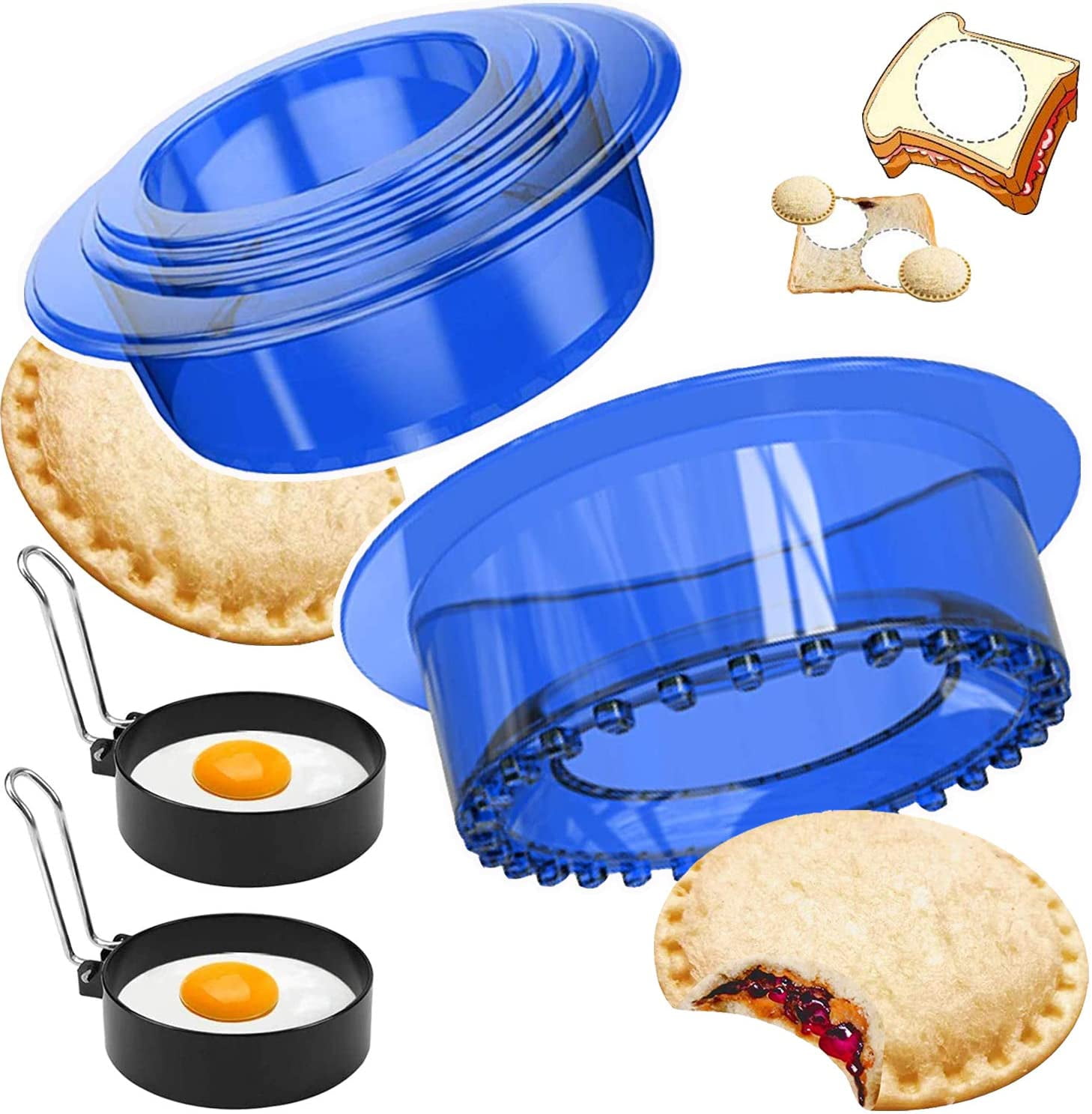 Sandwich Cutters Sealers Set with 2 Fried Egg molds , Uncrustables