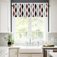 thumbnail image 2 of Curtain Valance, Wave Stripes Geometric Pattern Mid Century Black Gray Burgundy Red Short Rod Pocket Window Treatment for Living Room, Bedroom, Kitchen, Bathroom, 1 Panel, 54" W x 18" L, 2 of 5