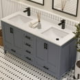 thumbnail image 2 of Ayna Decors Rooh 60 in Charcoal Grey Double Sink Bathroom Vanity Set with White Quartz Countertop and Brass Faucets | Pop-Up Drain and P-Trap Included | Black Hardware, 2 of 10