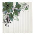 thumbnail image 2 of Ambesonne Flowers Shower Curtain, Leafy Buds Celebration Art, 69"Wx84"L, Olive Green Teal, 2 of 4