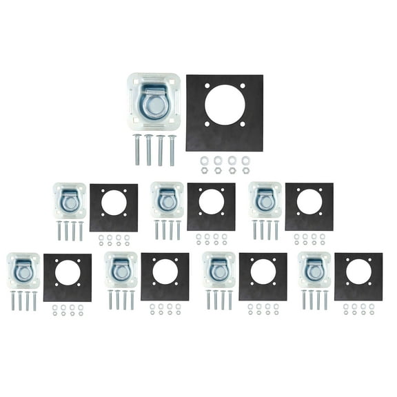 8 Pack Recessed D-Ring with Backing Plate, 6000 lbs Capacity | Tie-Down Anchor Trailer Floor D Ring for Flatbed, Enclosed Trailers, Pickup Trucks, Cargo