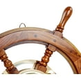 thumbnail image 5 of Nagina International 24" Premium Porthole Clock Ship Wheel with Solid Teak Finish - Captain Maritime Beach Home Decor Gift, 5 of 5