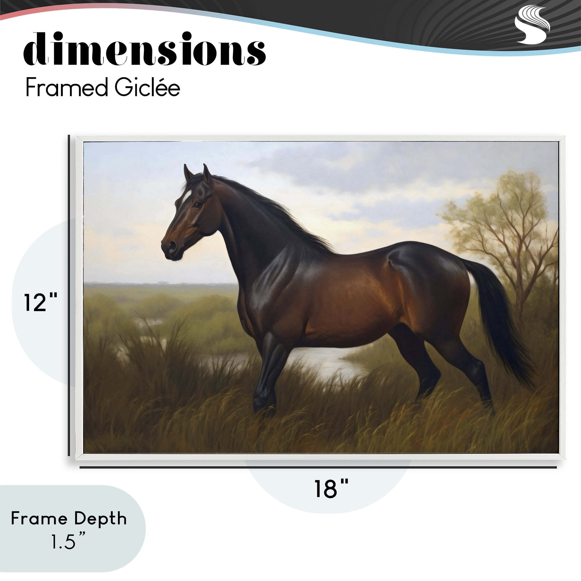Stupell Industries Stallion in Marshland White Framed Giclee Art, design by Creative Studio