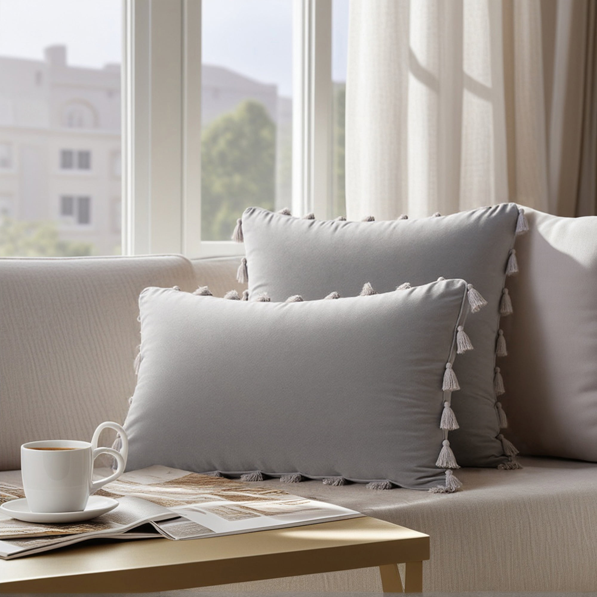 Unique Bargains Velvet Soft Throw Pillow Covers Pack of 2 Grey 18" x 18"