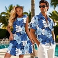 thumbnail image 3 of Jeiento Hibiscus Flowers Matching Outfits for Couples Mens Hawaiian Shirt Summer Dresses for Women Blue Vacation Shirts for Men Button Down Shirt Short Sleeve Beach Shirts, 3 of 6