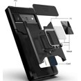 thumbnail image 3 of Compatible avec Google Pixel 6 Pro 2021 Cas avec Couvercle de la Caméra et Pied de Pied, Couvercle de l'Objectif de Diapositive + Rotation Anneau Stand + Porte-Carte, Résistant aux Chocs, Protection Complète pour Google Pixel 6 Pro Argent, 3 of 5