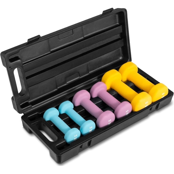 ZJQYDS Dumbbell Neoprene Set With Case, Weights Dumbbells Set & Hand Weights for Women, Weights Set Exercise & Fitness Dumbbells for Home Gym - 14LB & 20 LB Weights Combo