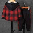 thumbnail image 4 of TOOYOU Boys Jacket Thermal Hooded Plaid Pullover And Joggers Two Piece Outfit For Infant Toddler Winter Fall Season Casual Outerwear Size 9 M-12 M Red, 4 of 8