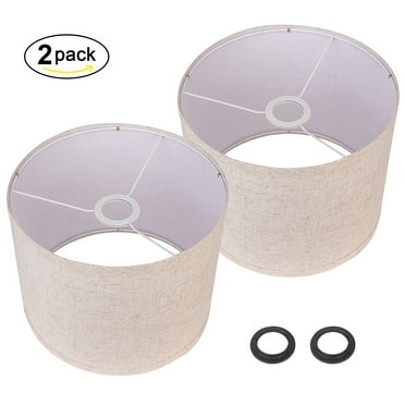 Hong Ding Drum Lamp Shades Set of 2, Beige Linen Lampshade ,Easy to Aassemble