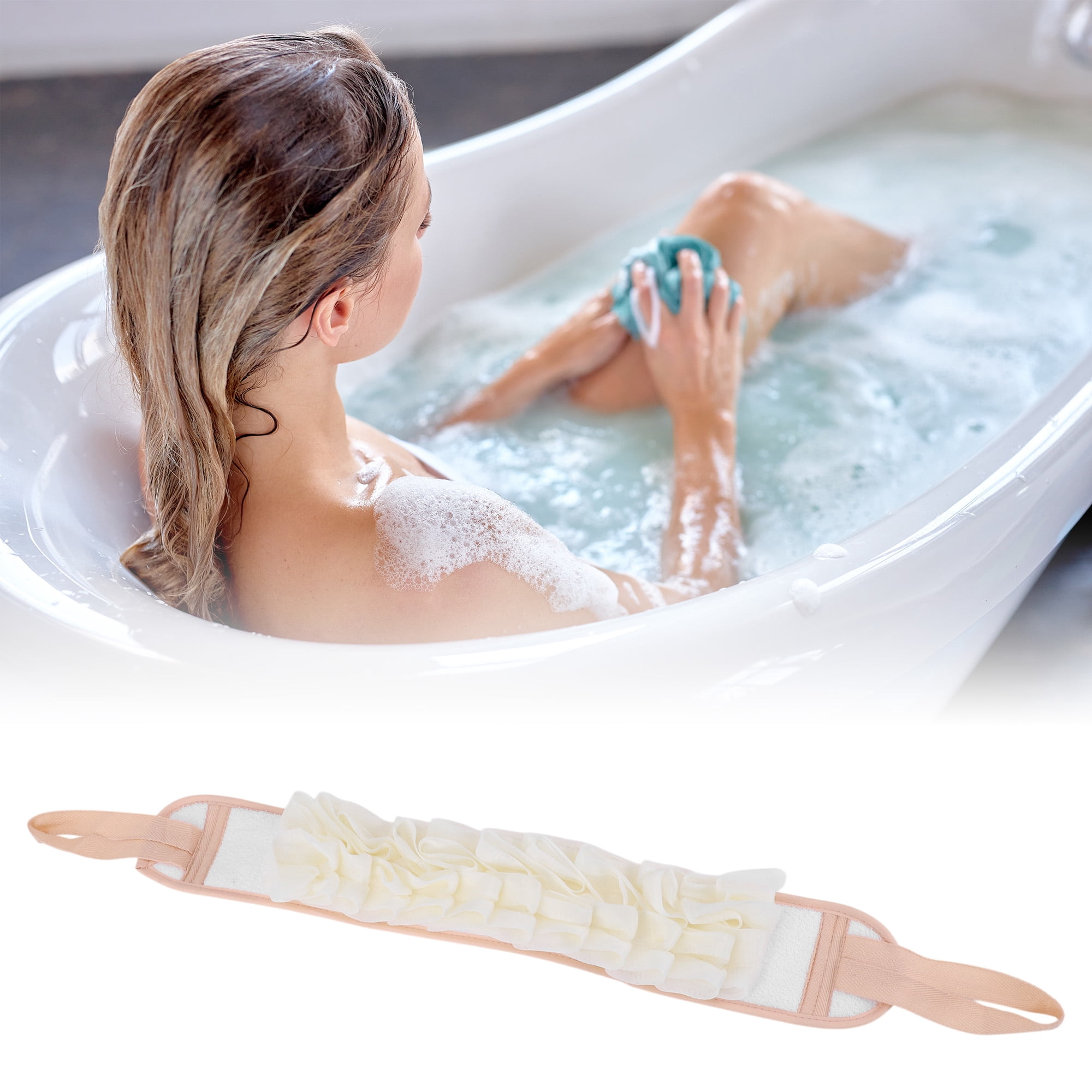 Unique Bargains Wheat Pattern Loofah Body Scrub Towel Exfoliating Towel Pink
