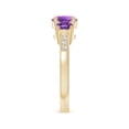 thumbnail image 3 of ANGARA Natural Three Stone Round 1.15 ct Amethyst Ring with Diamond Accents in 14K Yellow Gold for Women (Size-7mm) | February Birthstone, Anniversary, Jewelry Gift for Women | Natural Amethyst Ring, 3 of 8