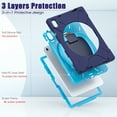 thumbnail image 4 of iPad 10th Generation 10.9 Inch Case 2022, TECH CIRCLE Heavy Duty Shockproof Rugged Protective Rotating Stand Case with Pencil Holder Handle Grip Kids Case for Apple iPad iPad 10th Gen 2022, Navy+Blue, 4 of 7