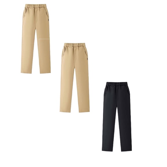 CAIXIA 3 Pack Boys' School Uniform Twill Chino Khaki Pants, Flat Front, Comfortable Waistband with Zip Closure & Stretch