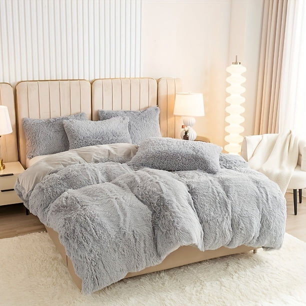 Juego de 3 fundas nórdicas de felpa multicolor: ropa de cama suave y cálida para dormitorio, habitación de invitados y dormitorio.