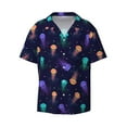 thumbnail image 2 of Lsque Sea Jellyfish print Men's Cuban Collar Short Sleeve Shirt Summer Beachwear Casual Button Down Fashionable Vacation Leisure Shirt-4X-Large, 2 of 7