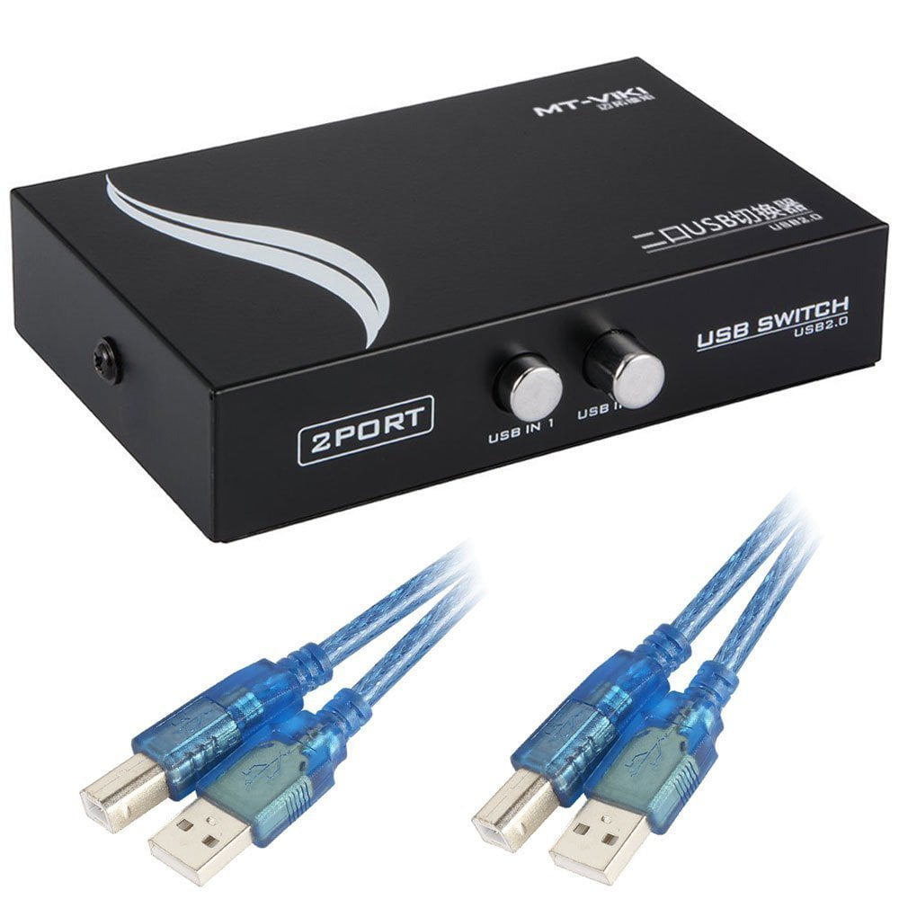 EEEKit Bundle for Printer Switch,2 Port USB 2.0 Manual Printer Scanner Sharing Switch Hub 2 PC