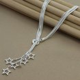 thumbnail image 4 of GKNET Starry Elegance 925 Sterling Silver Five Star Pendant Necklace Snake Chain-default, 4 of 5