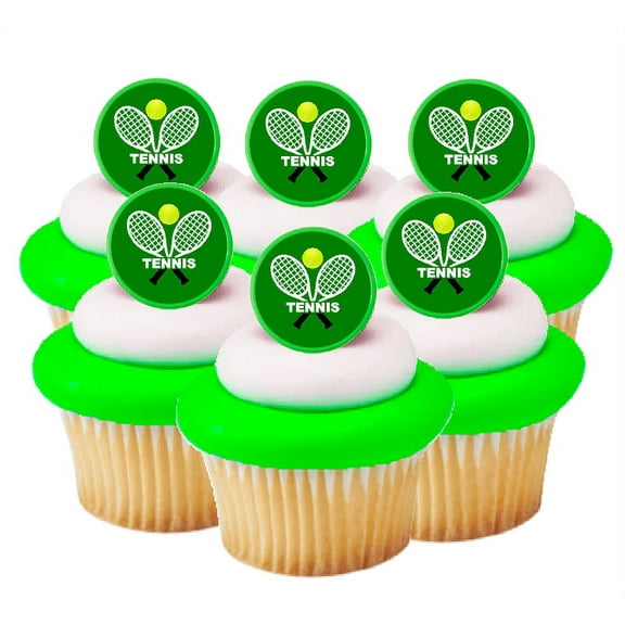 Tennis Easy Toppers Cupcake Decoration Rings -12pk Toppers