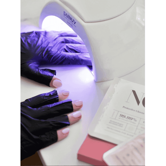 NoUV - One Time Use UV Nail Gloves for Gel Manicures - Hygienic UV Light Fingerless Hand Protection Gloves, 5 Pack