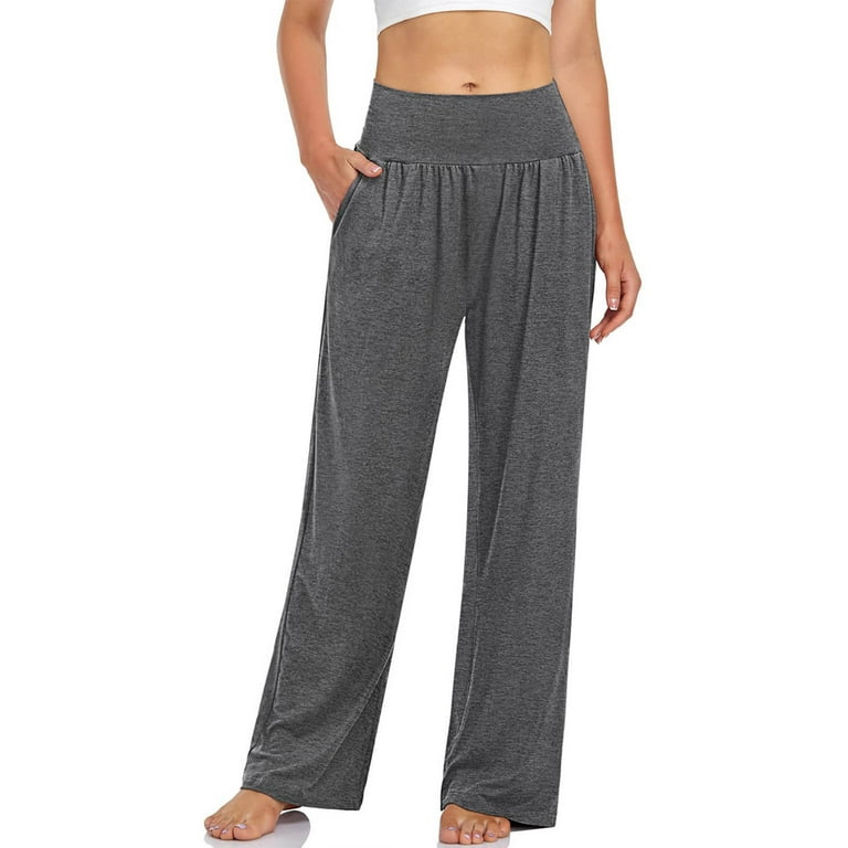 KINPLE Women's Casual Loose Wide Leg Cozy Pants Yoga Sweatpants Comfy High  Waisted Sports Athletic Lounge Pants with Pockets 