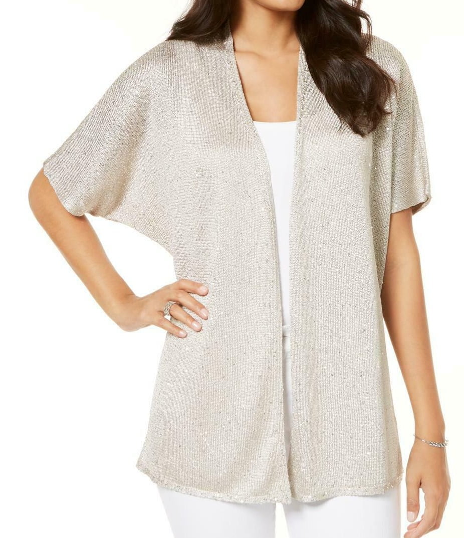 sequin open front cardigan