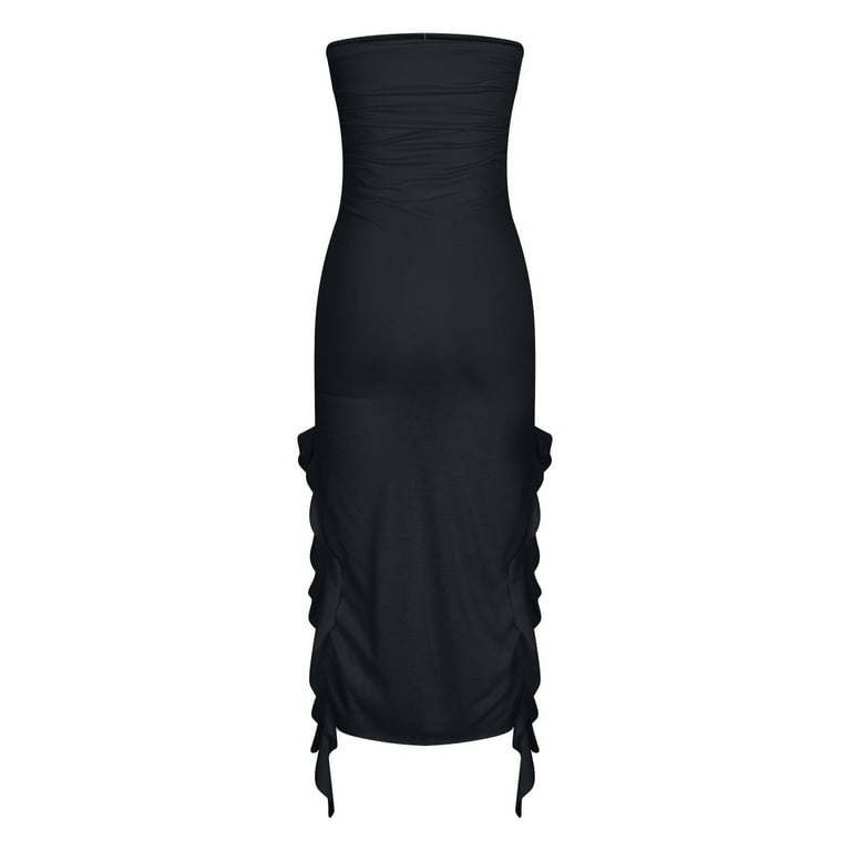 Off Shoulder Tube-Dresses for Women Sexy Wrap Strapless Bodycon Irregular Ruffle Tassel Hem Slim Fit Solid High Slit Pleated Party Club Midi Dress - Walmart.com Off Shoulder Tube-Dresses for Women Sexy Wrap Strapless Bodycon Irregular Ruffle Tassel Hem Slim Fit Solid High Slit Pleated Party Club Midi Dress - Walmart.com