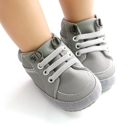 Infant Baby Boys Anti-Slip Sneakers Lace-up Soft Soled Walking Shoes