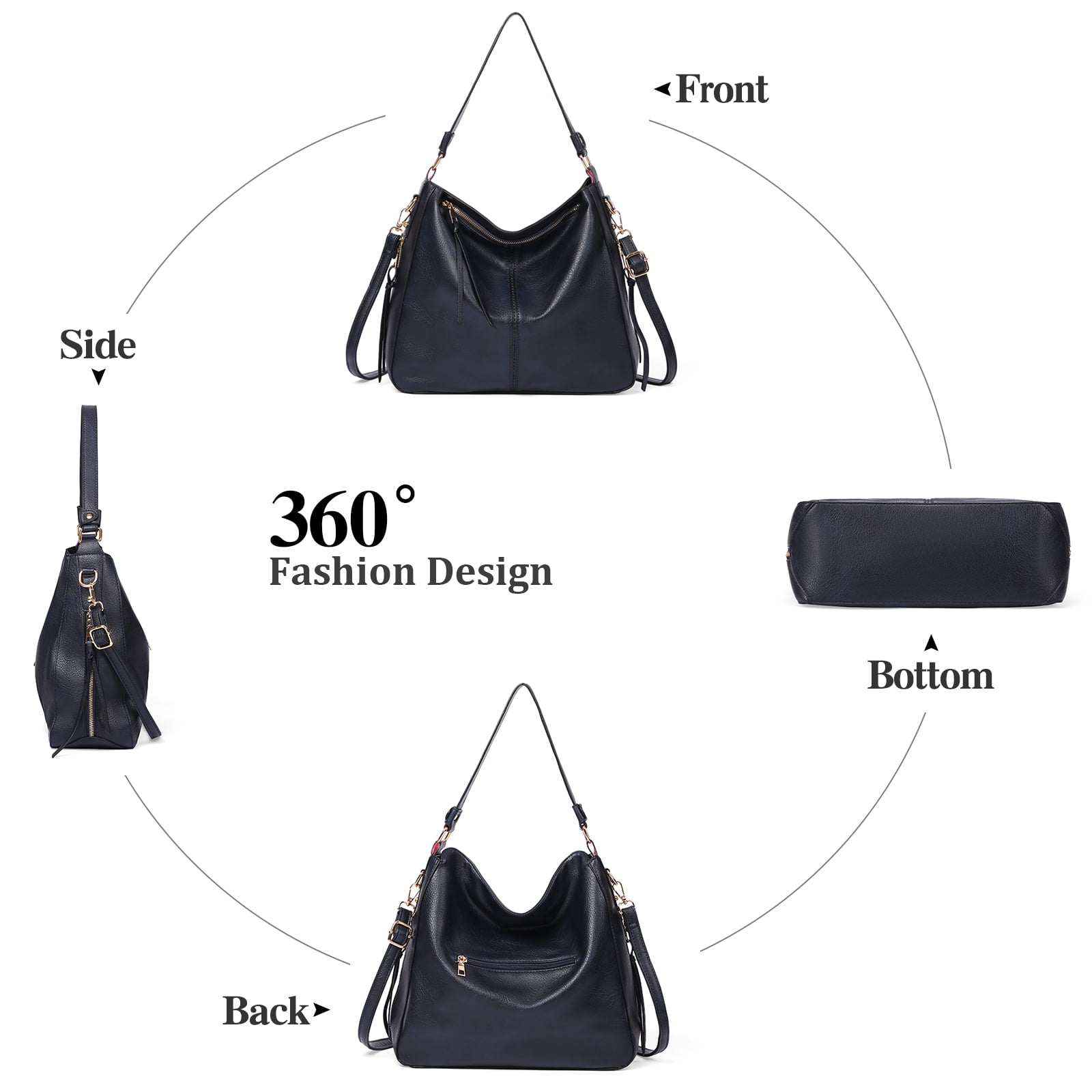 GAEKEAO Hobo Bag for Women Large Soft Leather Shoulder Bag with Adjustable Strap, Slouchy Crossbody Handbag for Daily Work