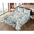 thumbnail image 4 of Ambesonne Floral Fitted & Flat Sheet with Sham 3 Pcs Set, Blurry Abstract Autumn Bloom, Twin XL, Ceil Blue Amber and Green, 4 of 5