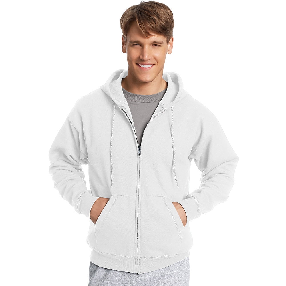 Hanes ComfortBlend EcoSmart Men`s Full Zip Hoodie, 3XL, White Walmart