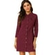 thumbnail image 1 of Vestido camisero de Mezclilla Allegra K Hasta la rodilla Manga 3/4 Borgoña XL, 1 of 6
