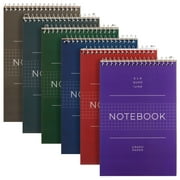 6 Pack Quad Ruled 6x9 Inch Top Bound Spiral Graph Paper Notebook - 80 Sheets / 160 Writable Page Steno Notepads for Writing, Sketching, Drawing, School Supplies (6 Colors)