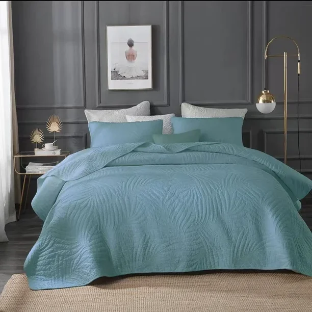 Colcha de algodón de 3 uds., funda de cama, colchas y cobertores de hojas, colchón, manta, almohadilla de cama de verano, juego completo de cama doble