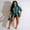 Blue, variant on LYMAYTER Crochet 2 Piece for Women Hollow Out Knit Causal Short Sleeve Button Down Shirt and Shorts Sets