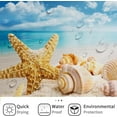 thumbnail image 4 of Beach Shower Curtain, Conch Shell Starfish Ocean Landscape Bathroom Curtain for Bathtub Decor Waterproof Fabric Machine Washable with 12 Hooks, 4 of 6