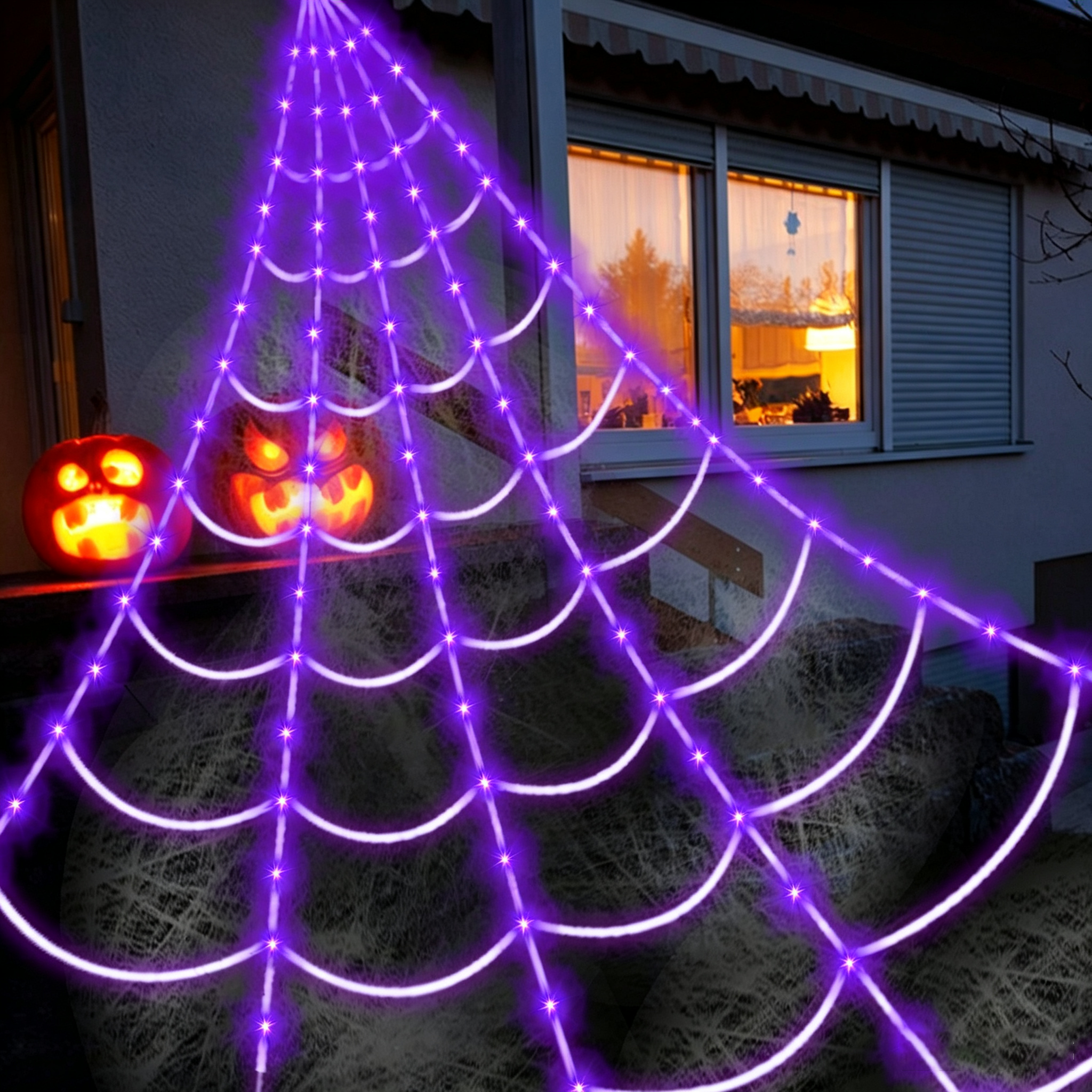 LCHUANG Large Spider Web Halloween String Lights with Remote photo 7