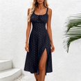thumbnail image 6 of Bxsruta Womens Sundress Polka Dot Midi Dress Slit Summer Casual Dresses, 6 of 8