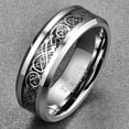 thumbnail image 2 of 8mm Mens Celtic Dragon Ring Silver Tungsten Carbide Wedding Engagement Band Size 5-14, 2 of 5