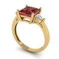 thumbnail image 2 of 2.32 ct Princess Cut Natural Garnet 3 Stone 14K Yellow Gold Womens Engagement Ring, 2 of 5