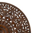 thumbnail image 4 of DecMode Brown Wooden Handmade Intricately Carved Circle Mandala Floral Wall Decor with Mandala Design, 4 of 12